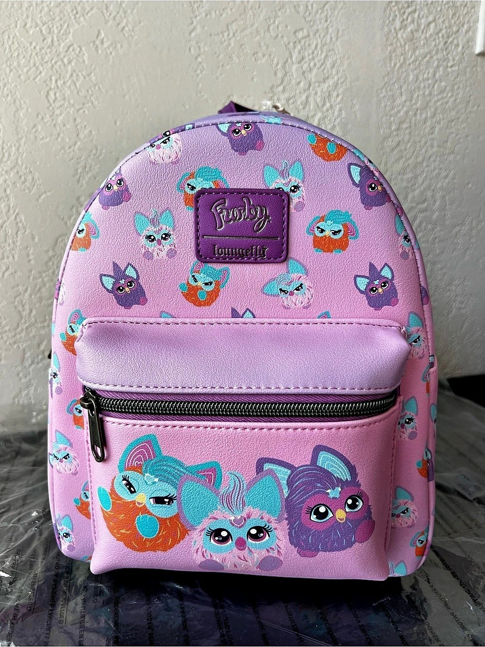 Loungefly Hasbro Furby Friends Mini Backpack All Over Print Pink Purple NWT